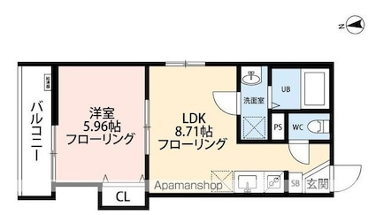 立川セイワレジデンスⅡ[1LDK/36.17m2]の間取図