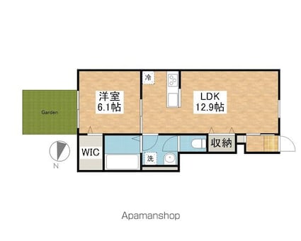 ＥＡＲＬ’Ｓ　ＣＯＵＲＴ西垣生[1LDK/48.9m2]の間取図