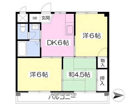 越智タウンハイツ[3DK/46.36m2]の間取図