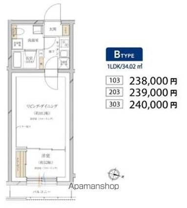サウンドプルーフステージ桜新町[1LDK/34.02m2]の間取図