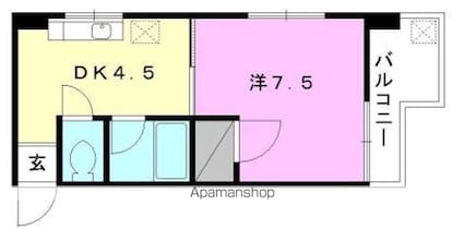 レーベンイケダ第３ビル[1DK/26.6m2]の間取図