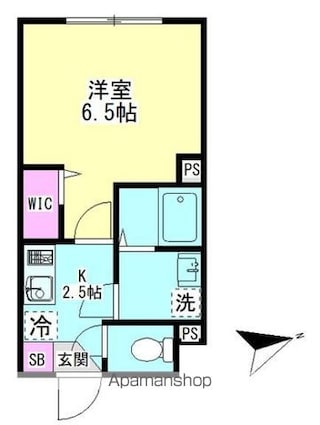 グランファーロ下北沢[1K/21.3m2]の間取図