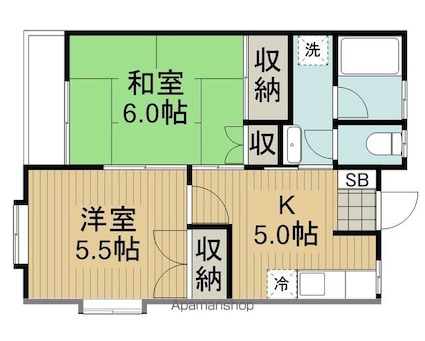 東京都杉並区井草２丁目[2K/38m2]の間取図