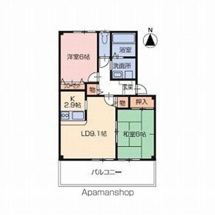 フォブール南吉田[2LDK/55.89m2]の間取図