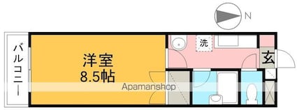 ファーストイン居相[1K/26.4m2]の間取図