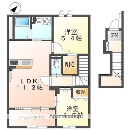 ポンテ・リング　壱番館[2LDK/54.68m2]の間取図