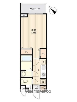 ウィルテラス用賀[1K/25.52m2]の間取図