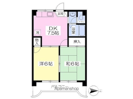 フレニール４５[2DK/38.88m2]の間取図