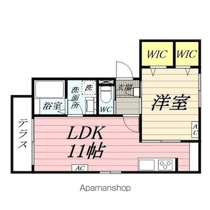 メゾン・クレール[1LDK/44.09m2]の間取図