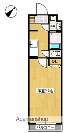 ｃａｓａ　ｄｅ　Ｂ，Ｂ[1K/26.1m2]の間取図