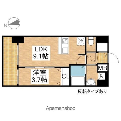プレサンス上前津ディアシス[1LDK/32.3m2]の間取図