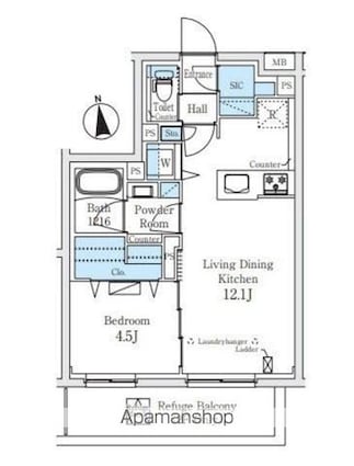 東京都中野区南台４丁目[1LDK/39.85m2]の間取図