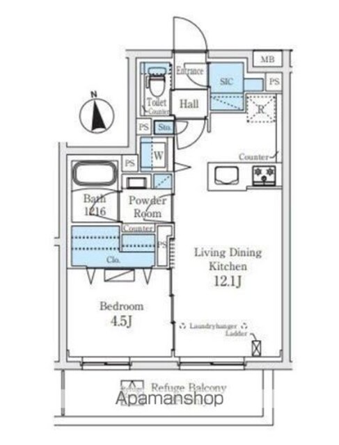 東京都中野区南台４丁目[1LDK/39.85m2]の間取図