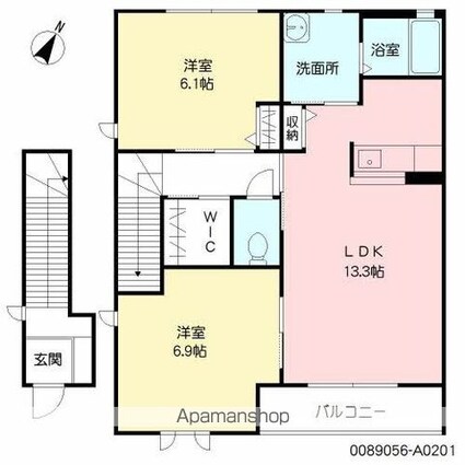 サンビレッジ松原[2LDK/65.66m2]の間取図