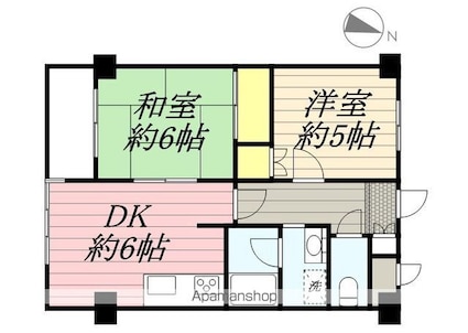 京王むさしのマンション[2DK/44.53m2]の間取図
