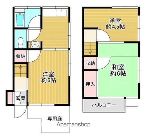 西武鉄道新宿線 野方駅 徒歩7分 2階建 築45年の間取り写真