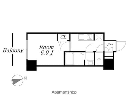 ディアレイシャス名古屋浄心[1K/21.46m2]の間取図