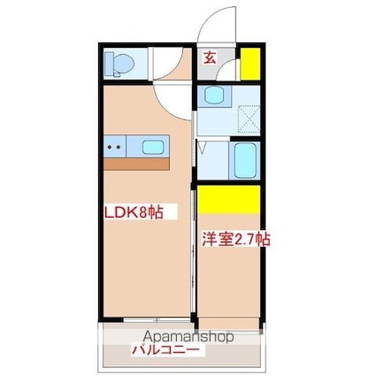 弥生１丁目マンション[1LDK/26.05m2]の間取図