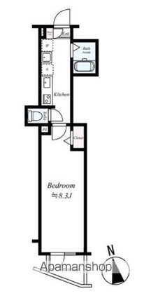 ＴＲＡＤＩＳ　ＮＩＰＰＯＲＩ　Ｓ[1K/25.32m2]の間取図