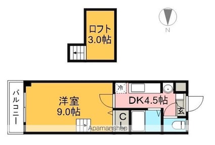 メゾンレーヴ潮江[1DK/24.9m2]の間取図