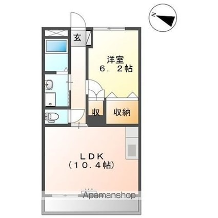 フローラルコート[1LDK/39.6m2]の間取図