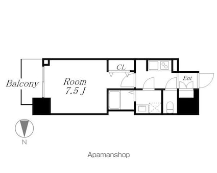 Ｓ－ＲＥＳＩＤＥＮＣＥ庄内通駅前ｃｕｒｅｒｅ（クラーレ）[1K/25.23m2]の間取図