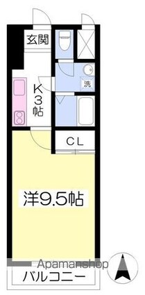 ハーモニーコート[1K/28.8m2]の間取図