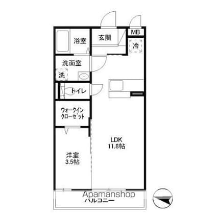 フェアレーン高野台　　Ⅱ[1LDK/37.53m2]の間取図
