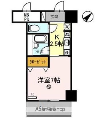 サンタウン竹鼻　Ａ[1K/25.2m2]の間取図