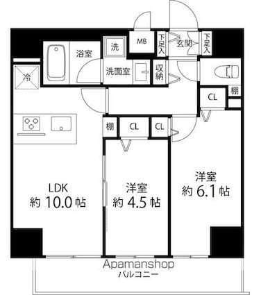 レフィールオーブ町屋駅前[2LDK/50.21m2]の間取図