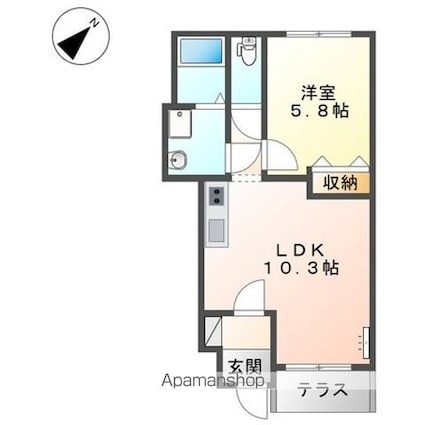 スターテラス白鳥[1LDK/40.39m2]の間取図