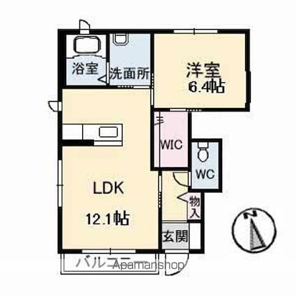 グランドメゾン三成　Ａ棟[1LDK/45.58m2]の間取図