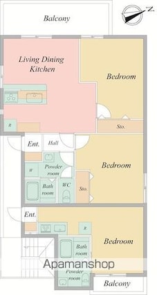 グランドハイツ西国立[2LDK/59.8m2]の間取図