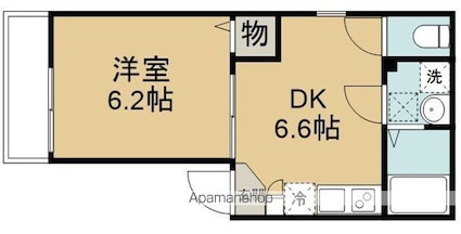 埼玉県川越市南大塚４丁目[1DK/26.48m2]の間取図