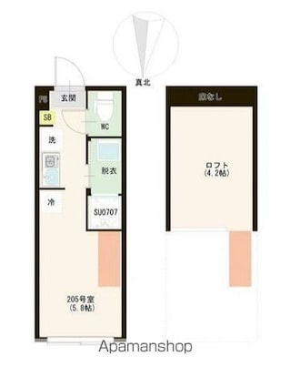 ハーモニーテラス富士見台Ⅳ[1R/13.97m2]の間取図