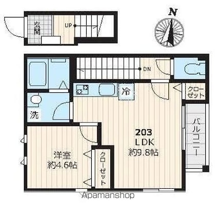 東京都練馬区中村３丁目[1LDK/39.13m2]の間取図