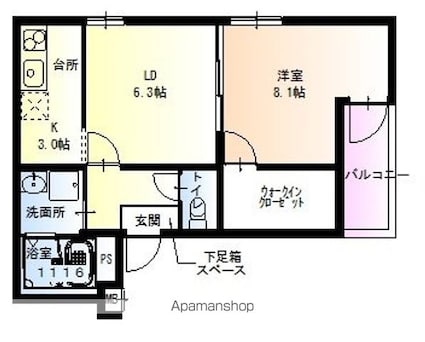 フジパレス和歌山太田Ⅰ番館[1LDK/40.65m2]の間取図