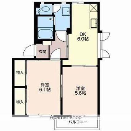 長野県千曲市大字上徳間[2DK/42.48m2]の間取図