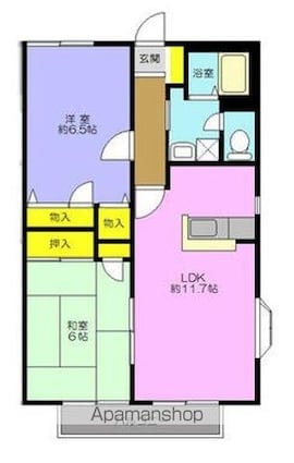 ピュアフィールドＡ棟[2LDK/54.36m2]の間取図