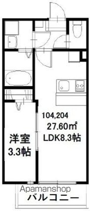 Ｔ＇Ｓ　ＡＢＢＹ[1LDK/27.6m2]の間取図