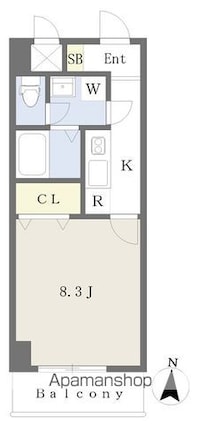 Ｍａｙｆａｉｒ　ＭＡＴＳＵＹＡＭＡＳＨＩＥＫＩ　ｓｑｕａｒｅ[1K/28.98m2]の間取図