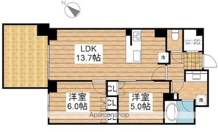 東京都立川市曙町１丁目[2LDK/55.83m2]の間取図
