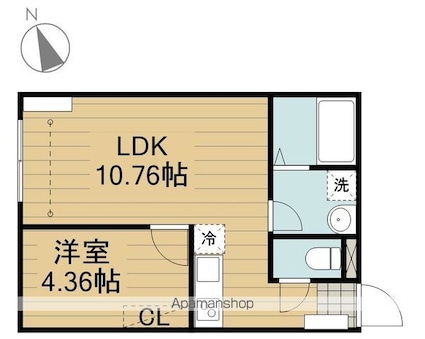 グランディール羽村[1LDK/31.39m2]の間取図