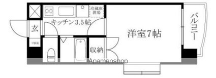 愛媛県松山市朝生田町２丁目[1K/23.49m2]の間取図