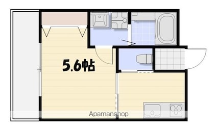 Ｌｙｋ都町Ｂ棟[1K/21.94m2]の間取図