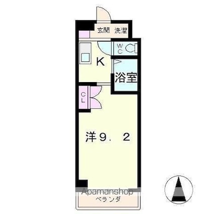 翔耀一号館[1K/25.11m2]の間取図