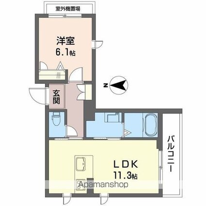 シャーメゾン山吹丁[1LDK/42.68m2]の間取図