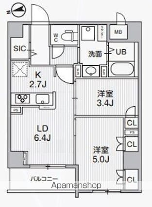 Ａｌｉｖｉｓ中野[2DK/44.73m2]の間取図