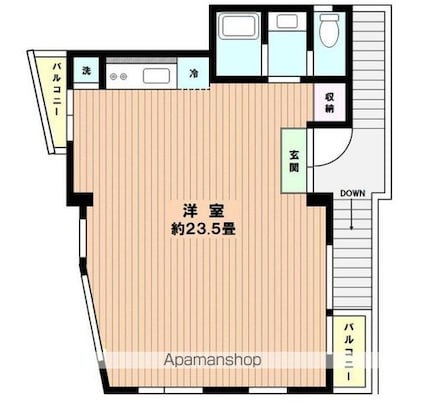 東京都世田谷区代沢５丁目[1R/48.38m2]の間取図
