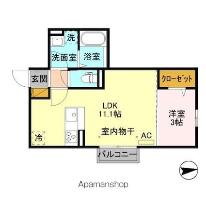 アステール[1LDK/33.58m2]の間取図